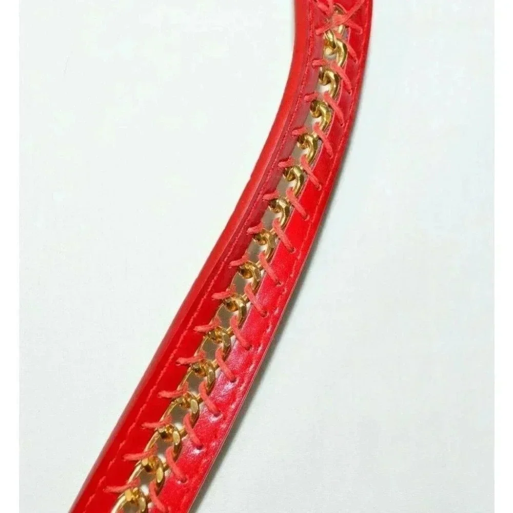 Betsey Johnson Red Gold Tone Chain Link Belt